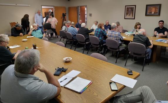 Officials from the city of Dayton along with the Rhea County Commission met at the Clyde Roddy Library along with interested citizens to learn of plans for a new convention center

