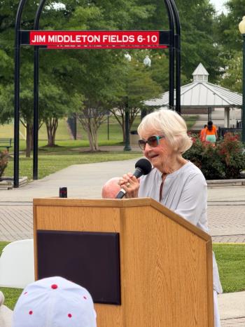 Joann Arnold Middleton, Mayor Middleton's wife of nearly 70 years, shared laughs and warm memories during Friday's ceremony