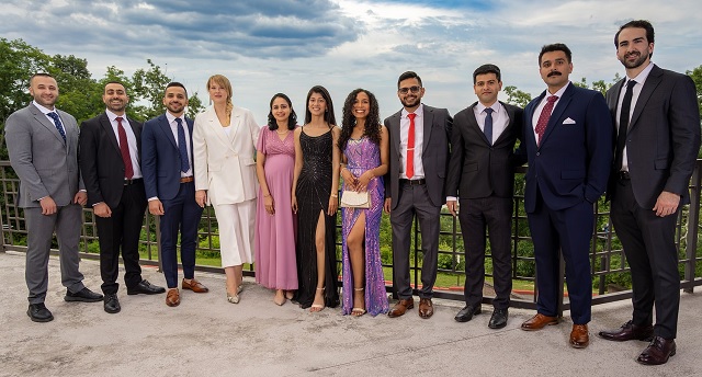 Pictured, from left, are: Bugra Zengin, MD; Ahmad Al-Thunaibat, MD; Zaid Zahid, MD; Liliia Harris, MD; Amandeep Kaur, MD; Pawandeep Kaur, MD; Linda Ponce Rosas, MD; Nishant Sonani, MD; Kevin Paul Sanu, MD; Jasneet Randhawa, MD; and Javier Obeso, MD. AhmadAlayyat, MD, is not pictured.