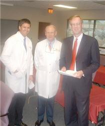 Announcing new robotic surgical equipment at Parkridge Medical Center were, from left, Dr. Rob Headrick, Dr. Andrew Rittenberry and CEO Niels Vernegaard. Click to enlarge.