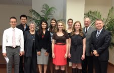 Chapter officers pictured are President and Dean, Dr. William R. Green; Vice-President and Chair of the Department of Instrumental Music Dr. Phillip Thomas; and Secretary/Treasurer and Vocal Professor Ms. Virginia Horton with inductees Patty, An, Abrahamyan, Fawcett, Hakanson, Lindeman, and Baker.