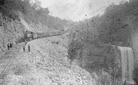 Train that ran between Chickamauga, Ga., and Durham, Ga., paused for a photo by Lula Falls