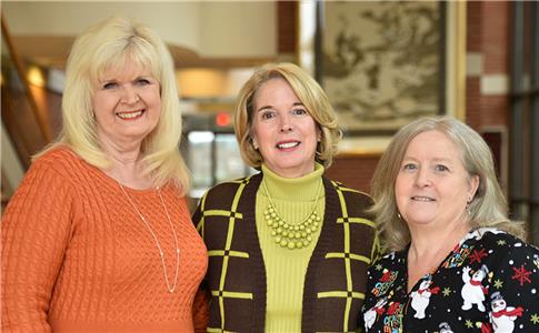 Pictured at center, Dr. Flora Tydings, president of Chattanooga State with Support Staff Excellence winner Debbie Poteet, left,  and Professional Staff Excellence winner Vicki Headrick, right