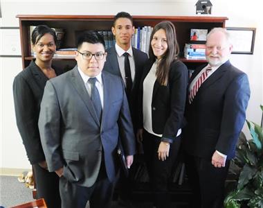 Pictured are Dr. Aisha Meeks, assistant professor of accounting; Adam Hornby, business student, Dr. Larry Johnson, dean of the School of Business, Ruben Hernandez, business student, and Laura-Sophie Winter, business student.