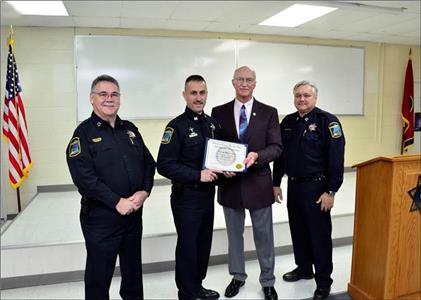 HCSO Chief Deputy Allen Branum, Captain Mark King, Sheriff Jim Hammond, and Deputy Chief of Law Enforcement, Bill Johnson
 