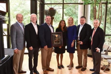 Pictured, left to right: Charles Monroe, Brad Card, Allen Neely, Monroe-Card Corp.; Dr. Kim McCormick, TBR; Dr. Rebecca Ashford, Chattanooga State; Jimmy Lail, AGC East TN; and Tom Griscom, TBR.