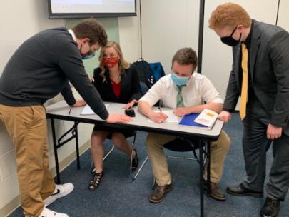 Seated, from left to right: Brooke Bargeron and Devin Hollingsworth. Standing, from left to right: Burch Harbison and Donnie Burnette.