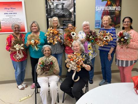 Pictured, left to right: Shabnam Plaisted, Deanna Long, Karen Mcphee, Mala Dileepan, Sue Hamill, Ursula Klim and Meeta Gada; seated:
InduTejani and Dot Dare