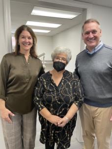 Pictured are Dr. Dr. Leigh Kuyrkendall, Revive Dental’s first patient Elise Lydon and Dr. Michael McCracken