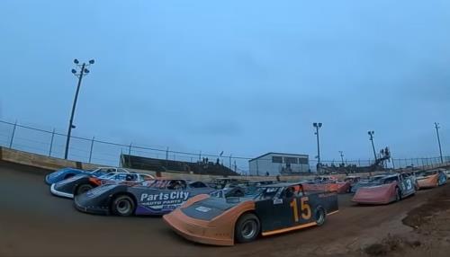 Brent Rhodes "Parts City" race car paces the field of the 4th annual Bama Brawl in February at Fort Payne Motor Speedway

