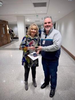 Aaron Dukette of U.S. Term Limits, left, and Rep. Patsy Hazlewood