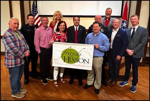 From left, Greg Taylor, Friends of Hixson president; Capt. Zachary McCullough, Chattanooga Police Department; Steve Underwood, manager of Hixson Home Depot; Lisa Taylor, Friends of Hixson vice president; Rosalind Connor, Friends of Hixson board member; Rep. Greg Martin; David Queen, Friends of Hixson board member; Major Jay Montgomery, Chattanooga Police Department; Mark Harrison, Friends of Hixson board member; Bo Watson, TN State Senator, District 11;  and Arch Trimble IV, Friends of Hixson board member