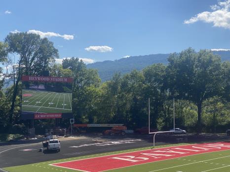 Baylor School's new LED video screen at Heywood Stadium