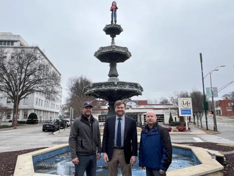 Judge McVeagh is shown with Joseph Fuller, secretary of the Chattanooga Fire Fighter Association, left, and Jack Thompson, president of the Chattanooga Fire Fighters Association
 