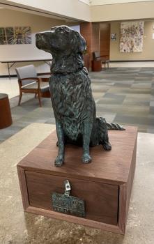 In celebration of National Pet Therapy Animal Day, CHI Memorial dedicated a bronze sculpture of Sadie, a former pet therapy dog