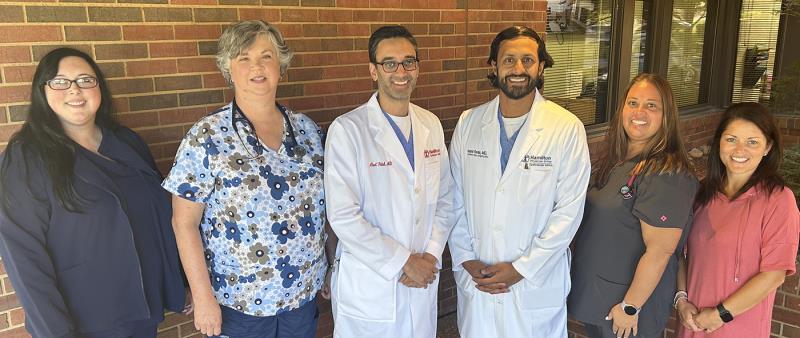 Hamilton Medical Center cardiology associates pictured, from left: Trista Welch, Hayley Arnold, Ateet Patel, MD, Anand Kenia, MD, Crystal Marcus and Abbie Sanford