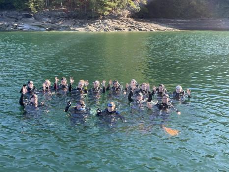 Scuba students use the gear purchased with donated funds for the dive at Lake Jocassee, which was one of the last steps of the certification process.