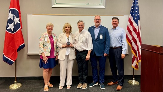 From left, FIB member Connie Vaughan of McKee Foods, Rep. Patsy Hazlewood, NFIB member Hugh Morrow, Jr. of Ruby Falls, NFIB State Director Jim Brown, and NFIB member Brian Hunt of Southern Champion Tray