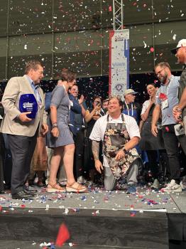 Chef Wesley True is crowned King of American Seafood during the 21st Annual Great American Seafood Cook-Off in New Orleans on Saturday
 