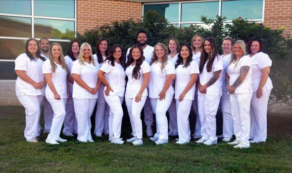 Front row, from left, Alexia Paige Young, Stacie Lalissa Sheram, Megan H. Wells, Chasity Evans Kiser, Victoria H. McCallie, Tiffany Alexis Dobson, Kimberly Rivera, Savanna Halie Perkin, Autumn Ranae Simpson; back row, Adrian Lucky, Melissa Hughes, Morgan J. Bradford, Patrick O. Simmons Jr., Hope D. Jones, Charity P. Howington, Amy Annoni and Anetra Howard earned their degree on April 24, 2025, and recently passed the National Council Licensure Examination to practice as a Registered Nurse in Georgia