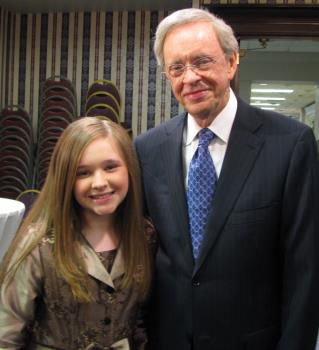Mallory Ledford with the late Dr. Charles Stanley at First Baptist Church, Atlanta 