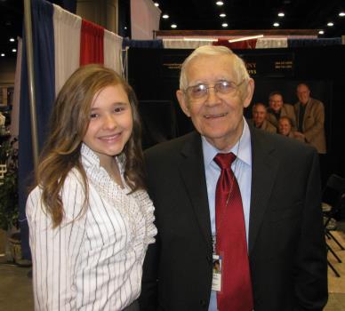 Mallory Ledford (Cogdell) with Songwriter Mosie Lister at NQC National Quartet Convention 