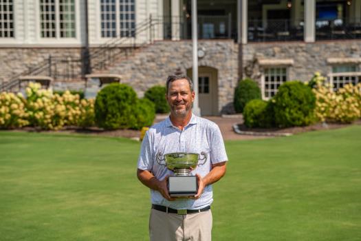 Brad Kuester celebrates his first Tennessee Golf Association win at Belle Meade Country Club after claiming the Tennessee Senior Amateur