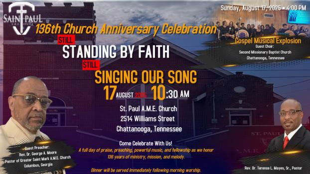 St. Paul A.M.E. Church Announces 136th Anniversary Celebration Aug. 17