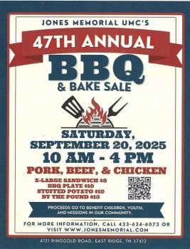 Jones Memorial UMC Announces 47th Annual BBQ Sept. 20