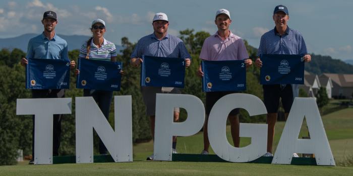 Earning a qualifying spot in next year's PGA Professional Championship are, from left, Josh Bevell, Allie Knight, Ryan Botts and Lee Whitehead, along with First Alternate Jared Melson