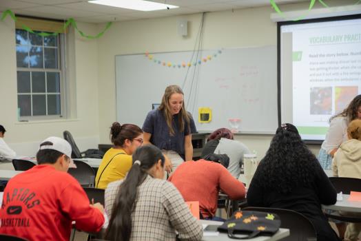 A Lee University TESOL major is shown teaching a CELL course for community members. Registration for the fall CELL courses is now open.