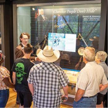 Visitors at the opening of the Dwight Birdwell temporary exhibition on Aug. 9