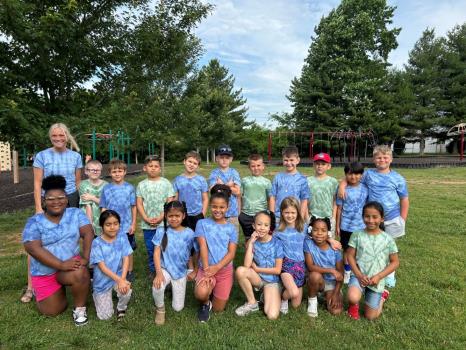 Laura Stilltrotter with her students at Blythe-Bower Elementary in April 2024
