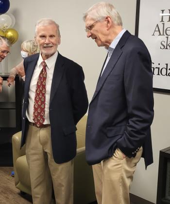 Dr. Stanko talking with his longtime partner Dr. Walter D. Parkhurst