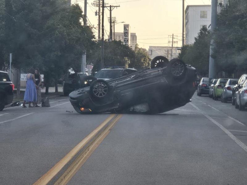 Car Overturns In Wreck On Chestnut Street